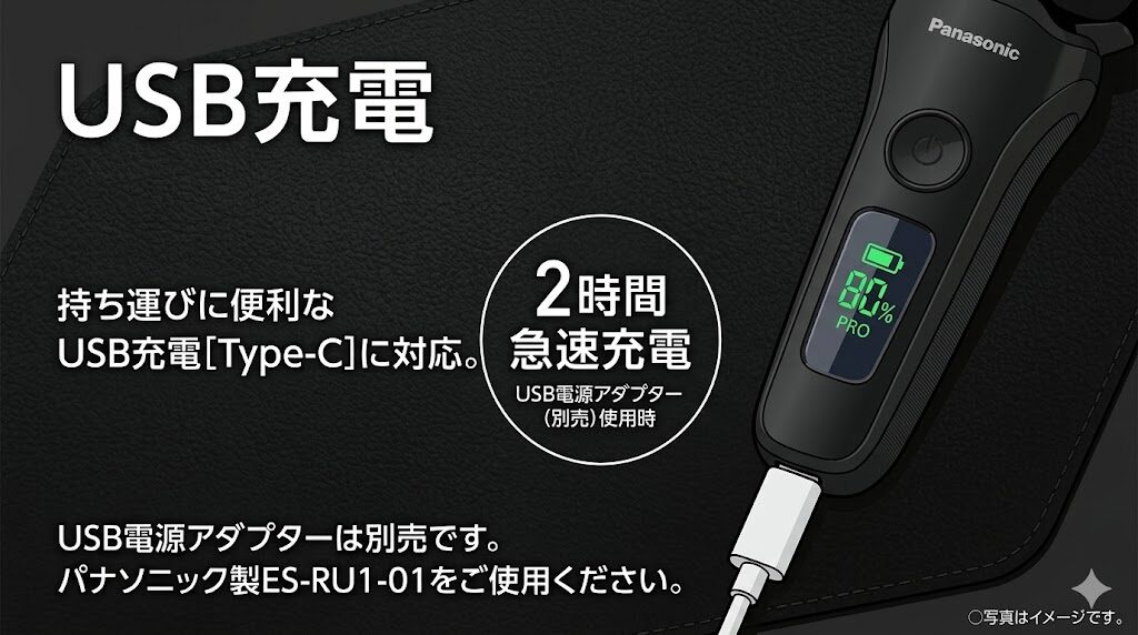 ラムダッシュUSB-C充電