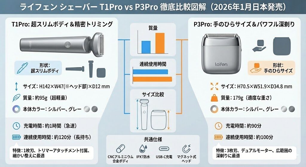 ライフェンT1ProとP3Proの違い