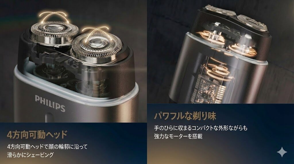 フィリップス700シリーズ、パワフルモーター&4方向可動ヘッド