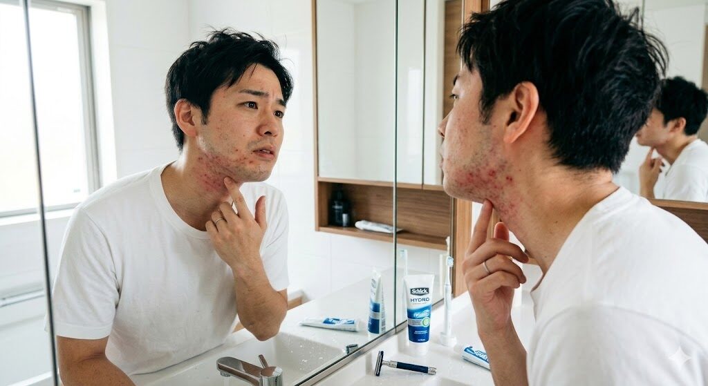 カミソリ負けで肌が荒れた人