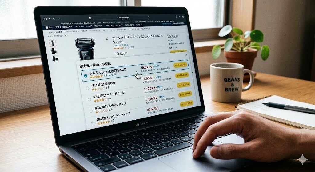 パソコンでラムダッシュ正規取扱い店からラムダッシュPRO6を購入する様子