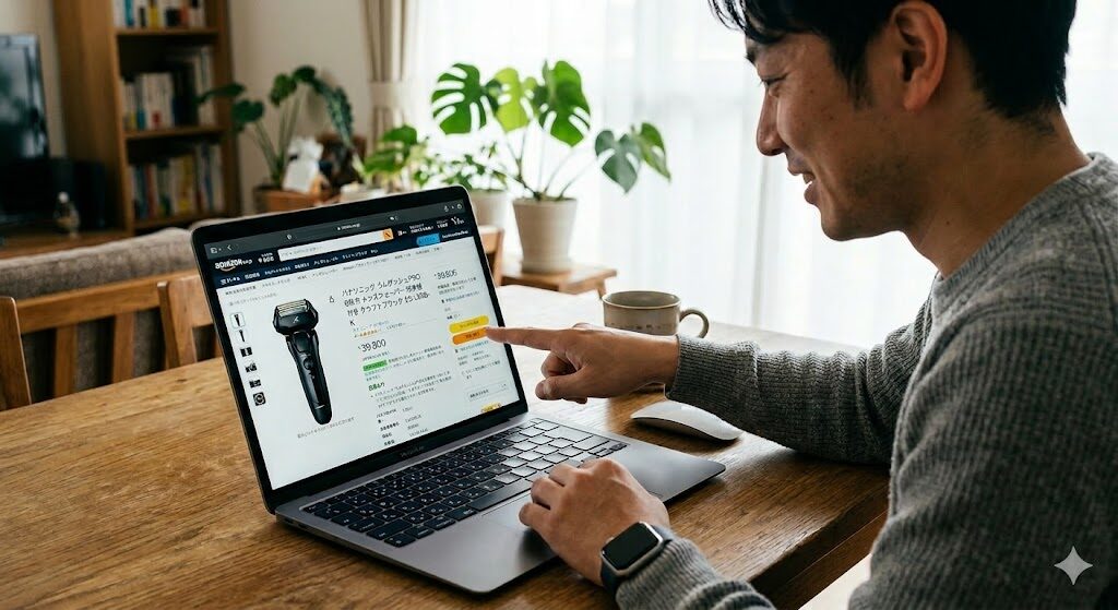 AmazonでラムダッシュPRO6を購入ボタンを押す様子