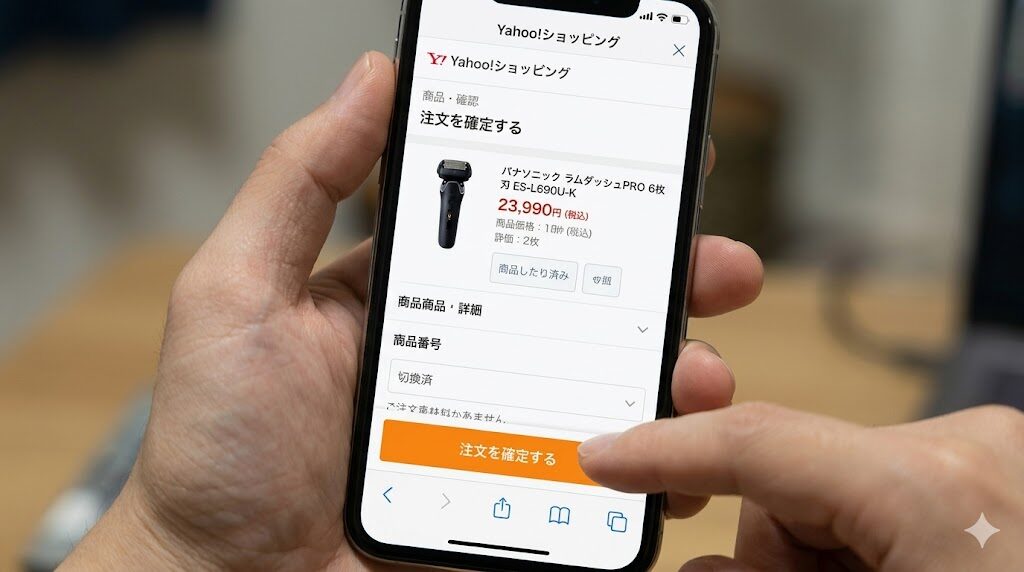 ヤフーショッピングでラムダッシュPRO6を購入ボタンを押す様子
