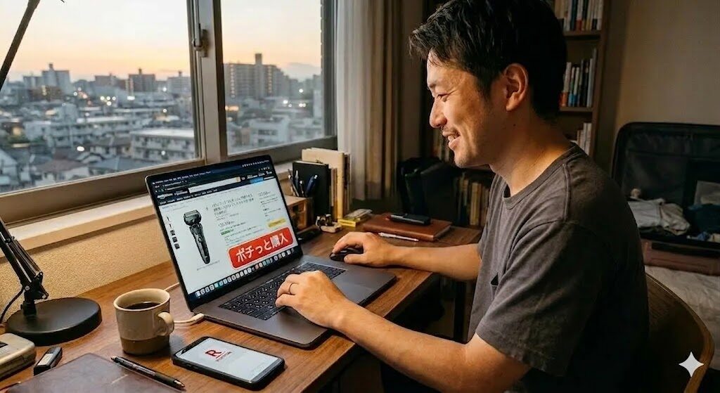 ECサイトでラムダッシュをポチる様子