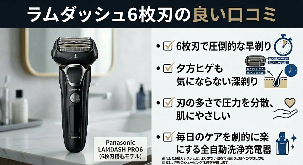 ラムダッシュ6枚刃の良い口コミ