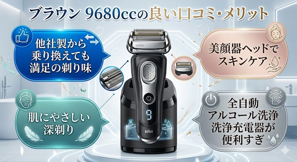 ブラウンシリーズ9PRO+9680ccの良い口コミ・メリット