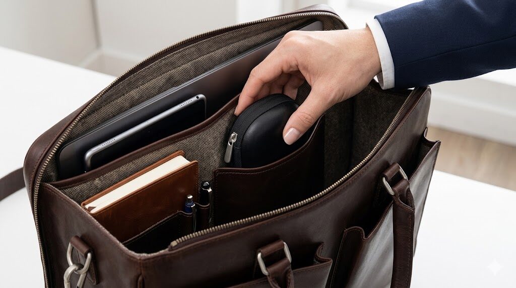 ES-PV70をビジネスバッグに入れても余裕な様子