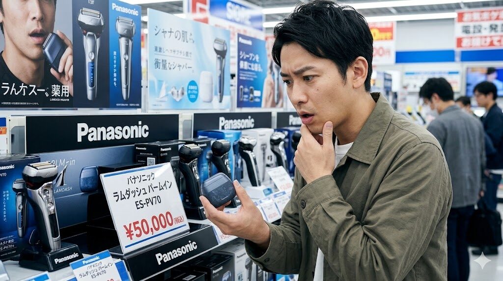 ES-PV70を店頭で見て値段の高さに驚く様子