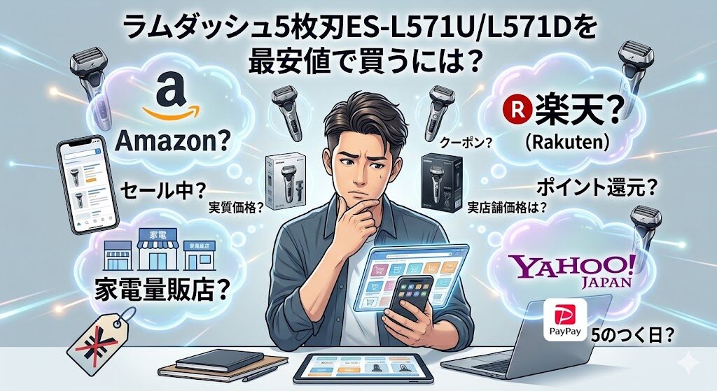 ラムダッシュ5枚刃ES-L571U/L571Dを最安値で買うには？