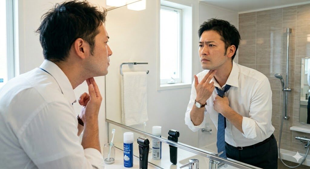 ヒゲ剃り後のヒリヒリが気になる様子