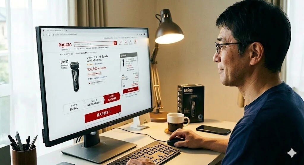 ブラウンシリーズ9Sport+9350ccを楽天で買う様子