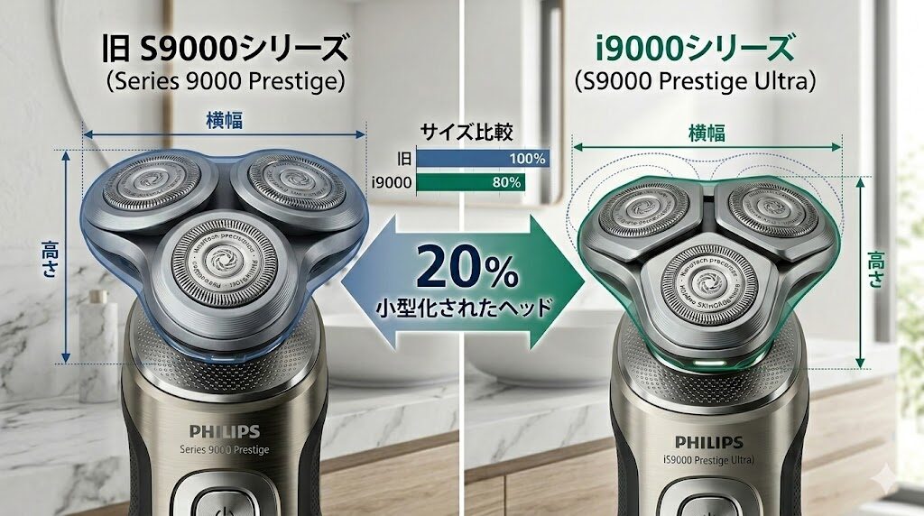 旧S9000シリーズからi9000シリーズはヘッドが約20%
小型化