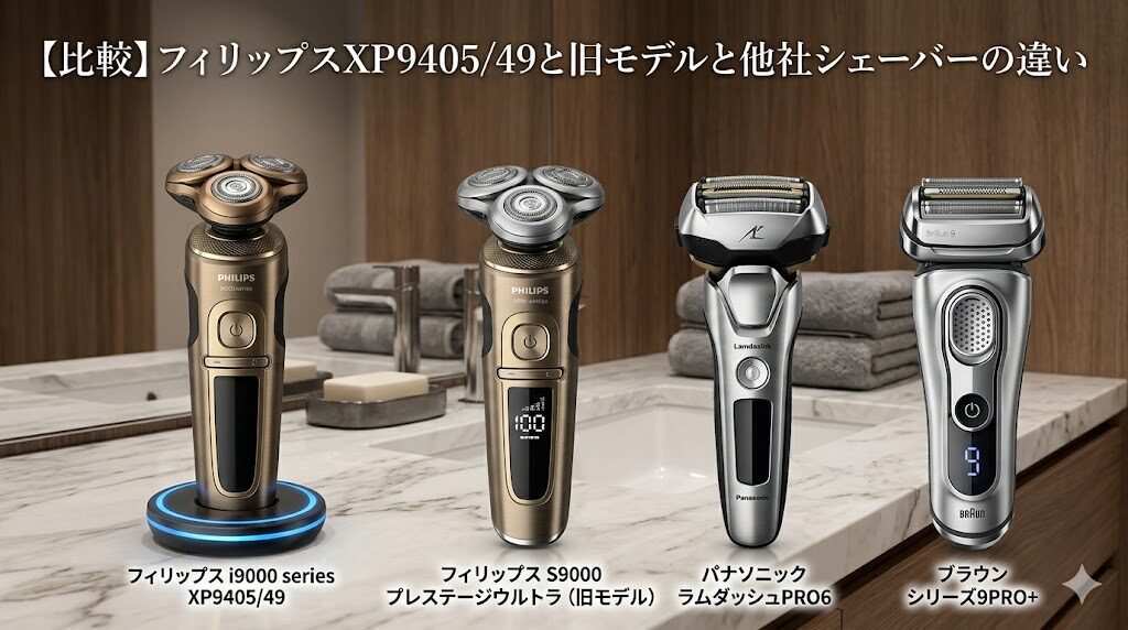 フィリップスi9000シリーズ XP9405/49と旧S9000シリーズ、ラムダッシュPRO6、ブラウンシリーズ9PRO+の違い