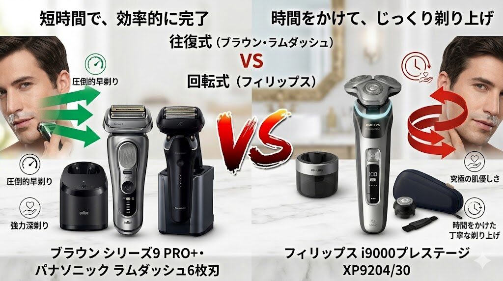 往復式VS回転式の剃り上げ時間