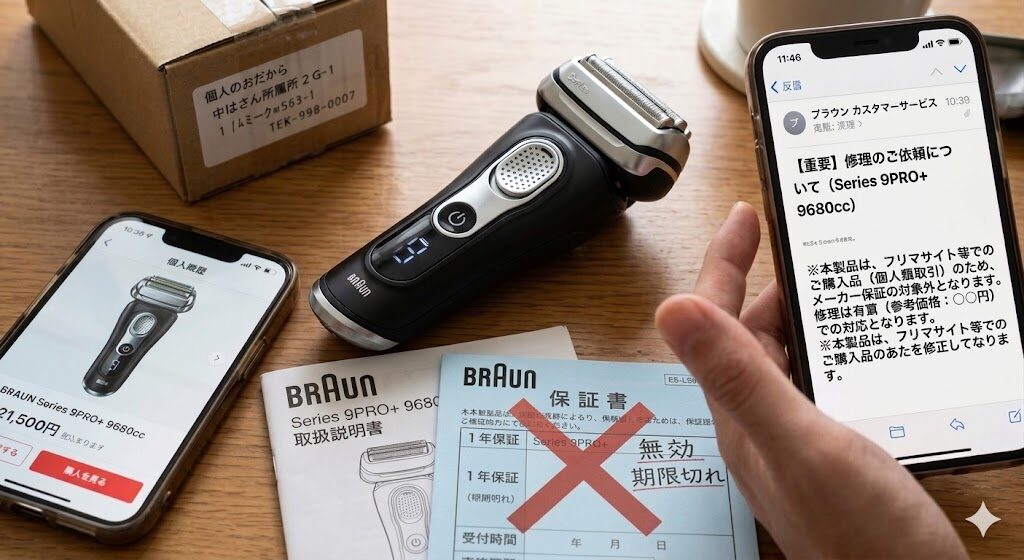 ブラウンシリーズ9PRO+をフリマサイトで買ったらメーカー保証が効かない