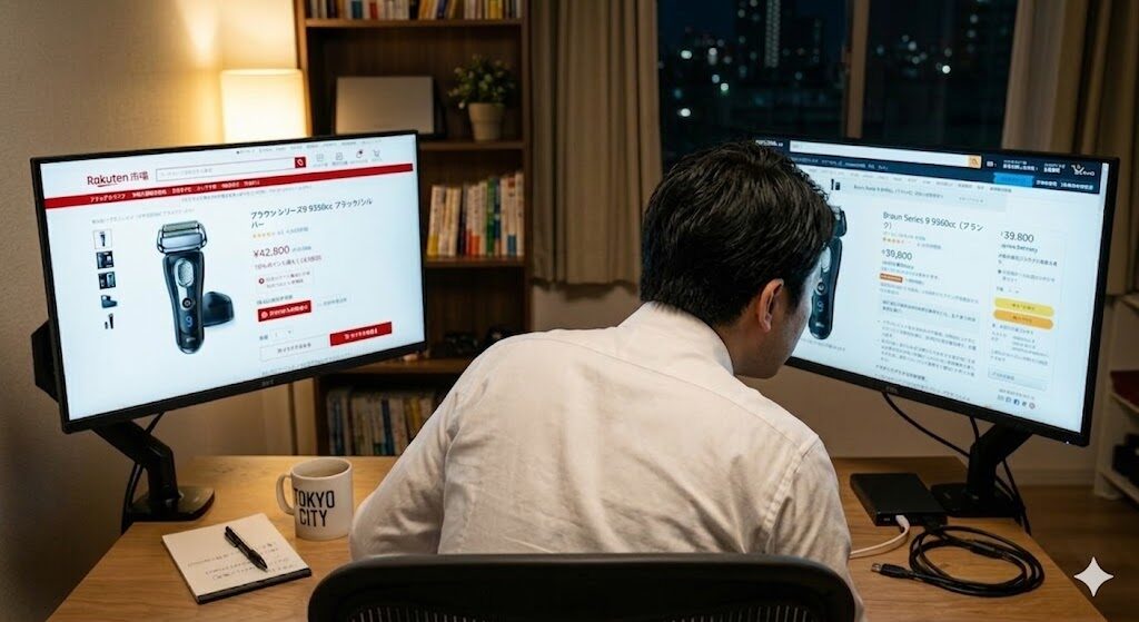 ブラウンシリーズ9Sport+を楽天で買うかAmazonで買うか、どっちを選ぶか悩んでいる人