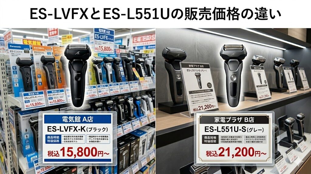 ES-LVFXとES-L551Uの販売価格の違い