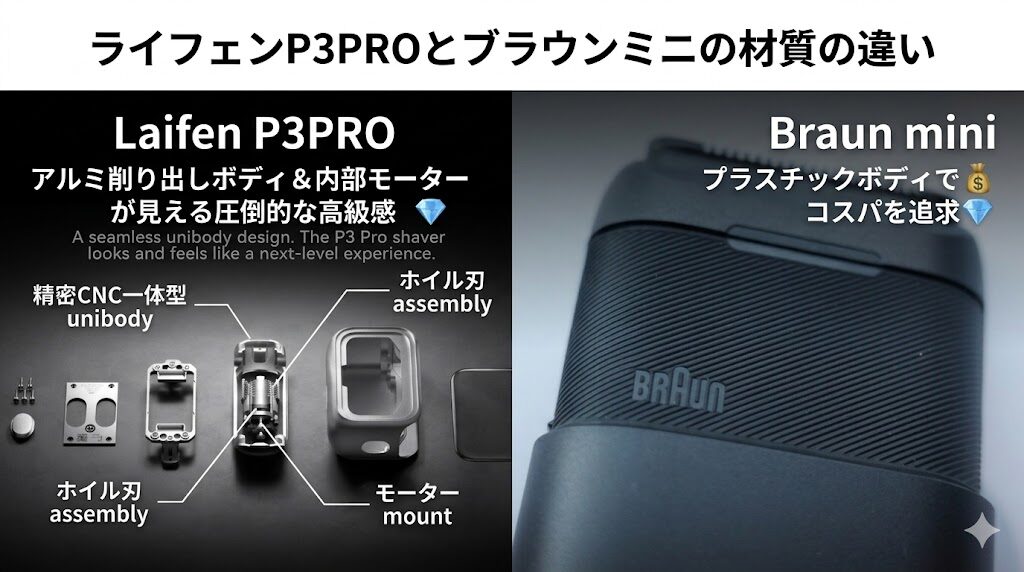 ライフェンP3PROとブラウンミニの材質の違い