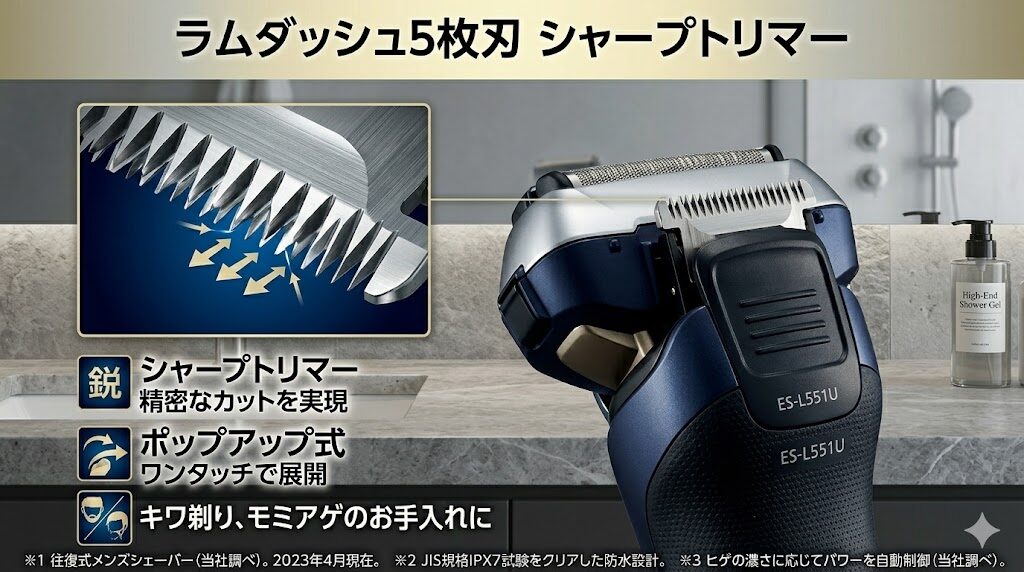 ラムダッシュ5枚刃シャープトリマー