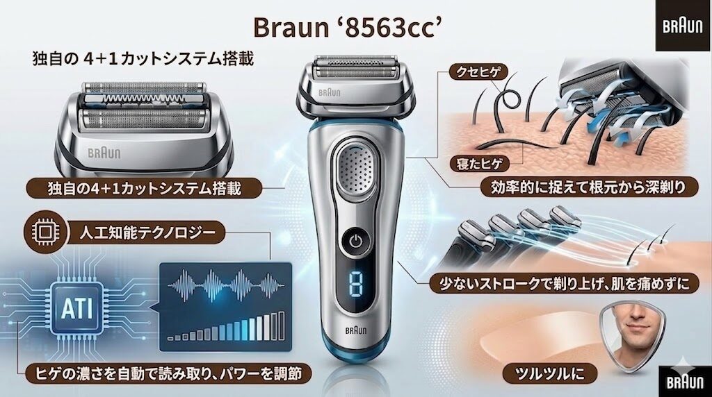 ブラウンシリーズ8 クセヒゲもしっかり捉える驚きの深剃り