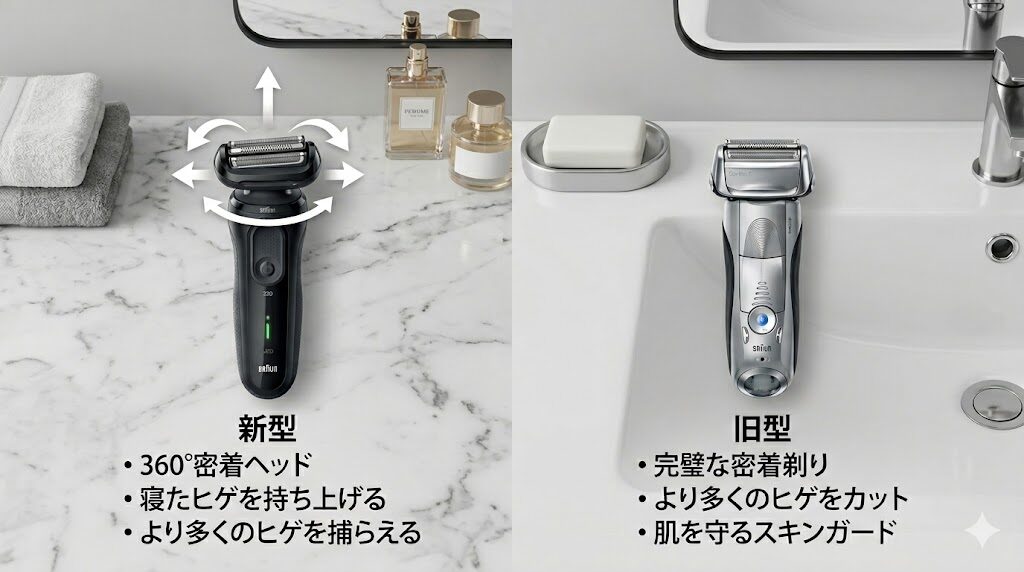 ブラウンシリーズ7 旧型と新型のヘッド比較