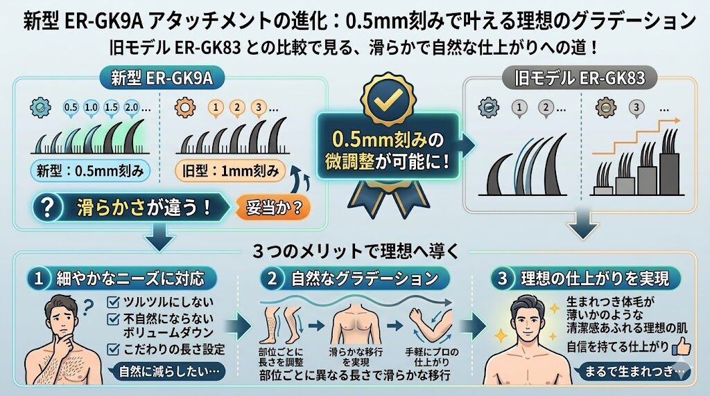 ER-GK9Aは0.5㎜刻みでカット幅を調整できる