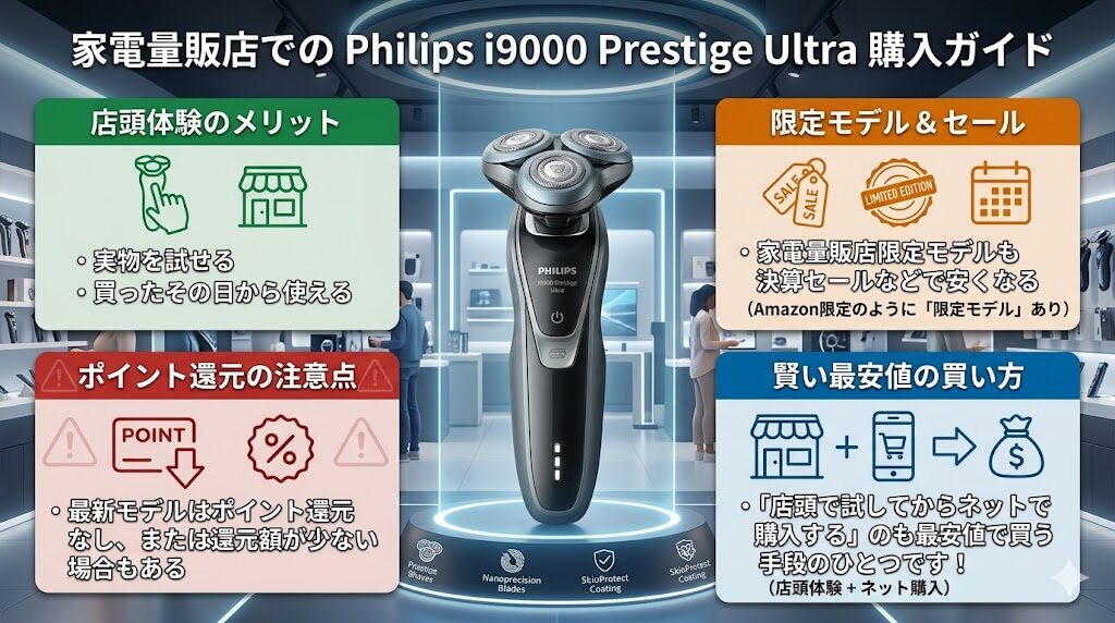 フィリップスi9000プレステージウルトラを家電量販店で買うメリット