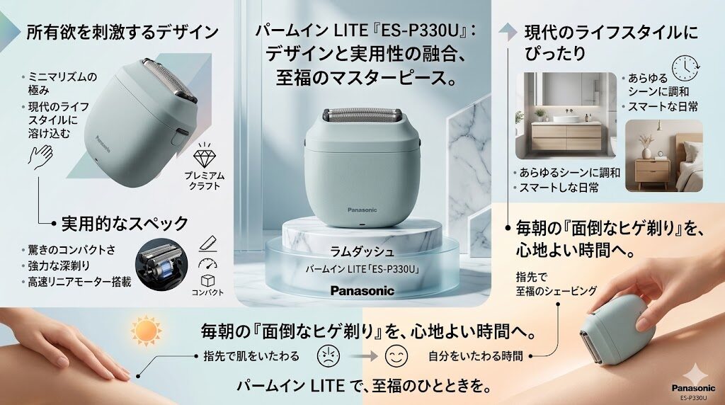 ラムダッシュパームインライトES-P330Uでヒゲ剃りを「心地よいルーティン」に変えよう