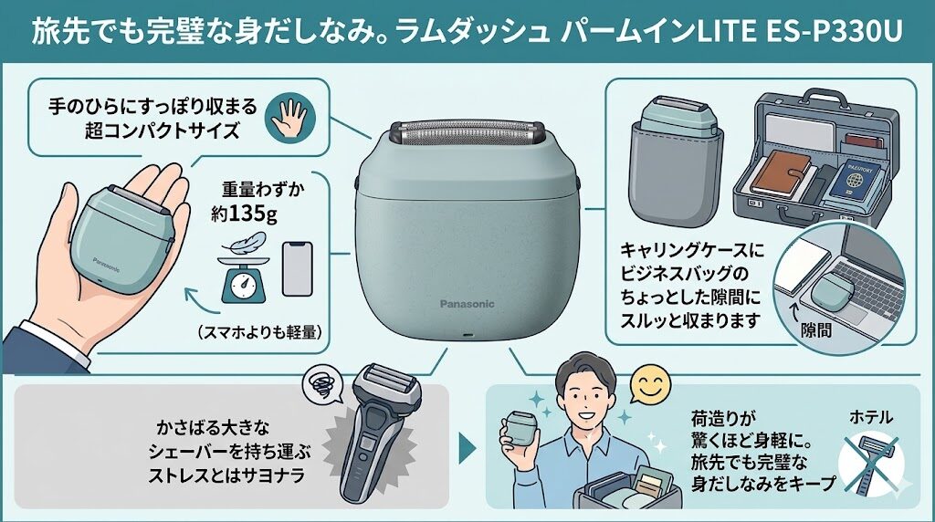 ES-P330Uを持ち運んで、出張や旅行で荷物を極限まで減らしたい