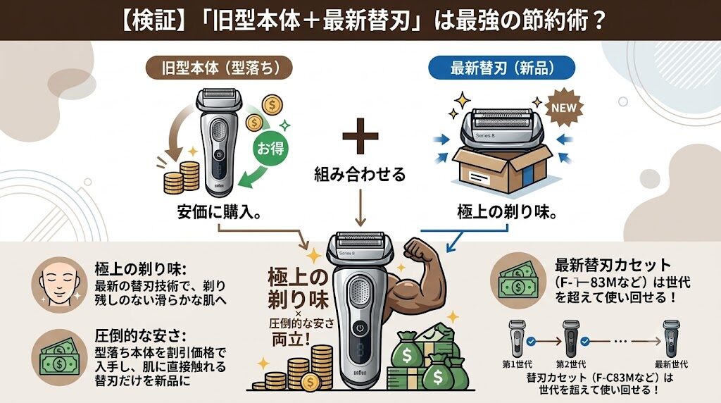 ブラウンシリーズ8の旧型＋最新替刃で節約