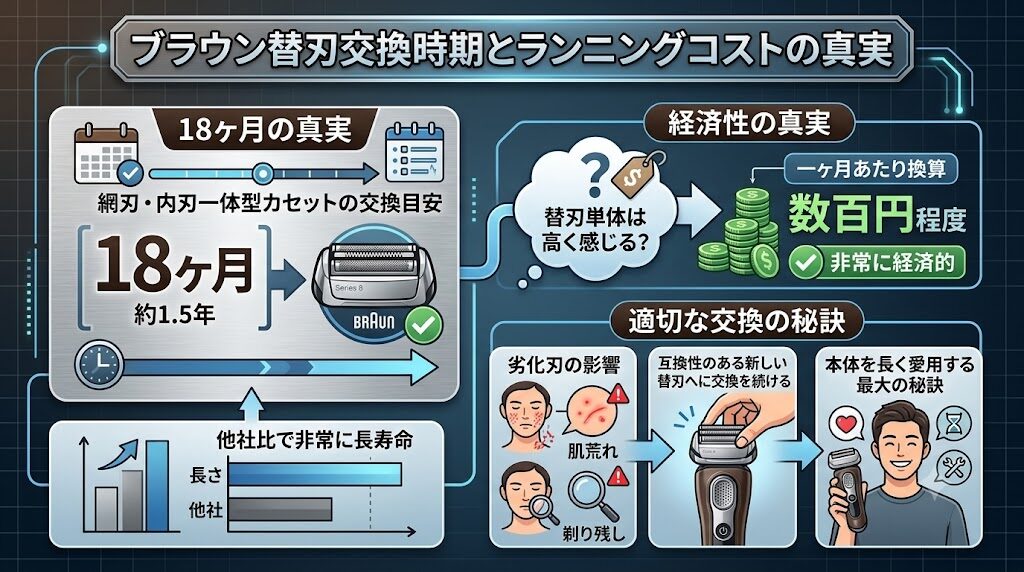 ブラウンシリーズ8の替刃交換時期とランニングコスト