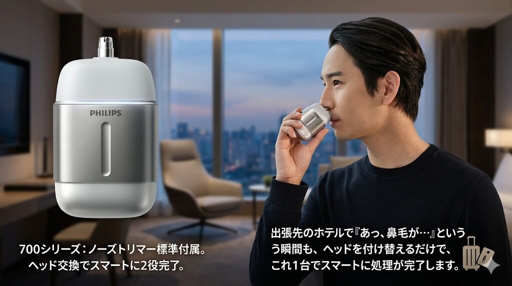 700シリーズには鼻毛トリマーが付属