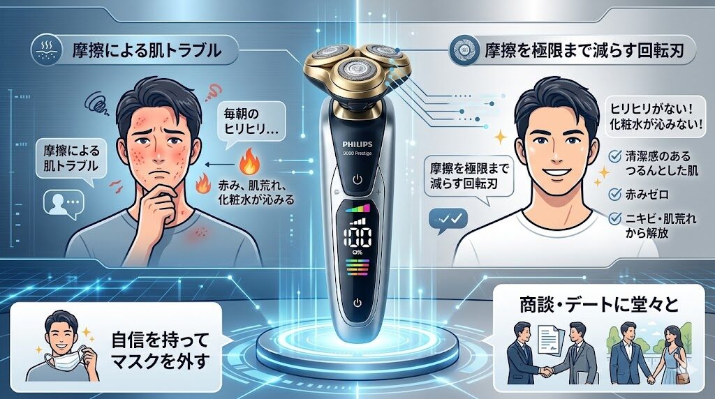 XP9406/40でカミソリ負けが減ったという声