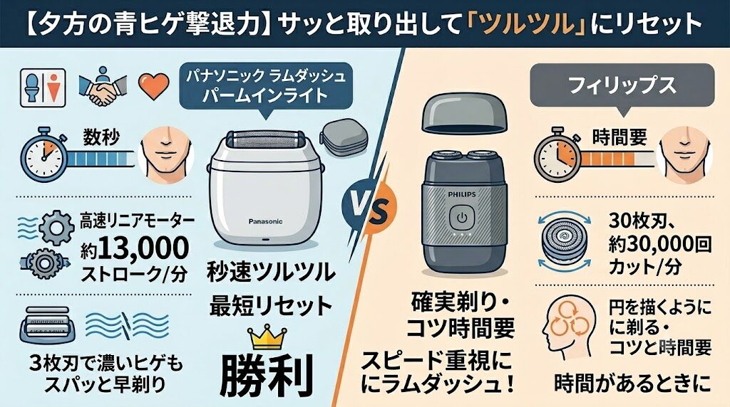 フィリップス500 or ラムダッシュどパームインライト、ツルツルになるのはどっち？