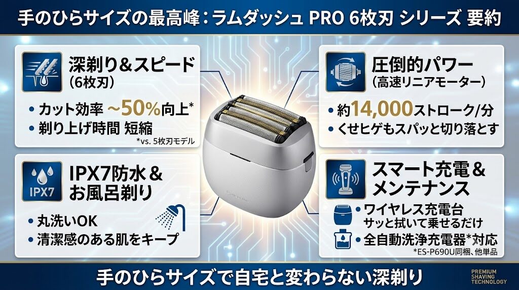 ラムダッシュパームインPRO6枚刃シリーズの共通点