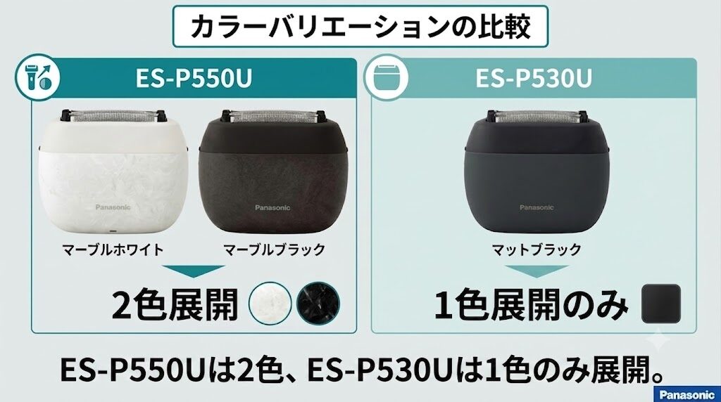 パームインES-P550UとES-P530Uのカラーバリエーションの違い