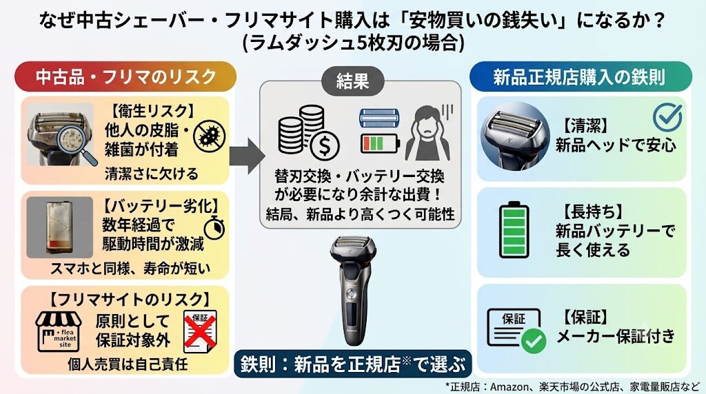 ラムダッシュ5枚刃を中古やフリマサイトで買うリスク