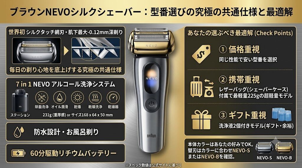 ブラウンNEVOはどのモデルを選ぶか