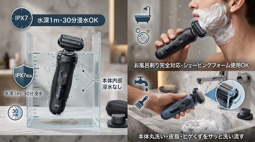 ブラウンシリーズ5とシリーズ5+はIPX7相当の防水性能