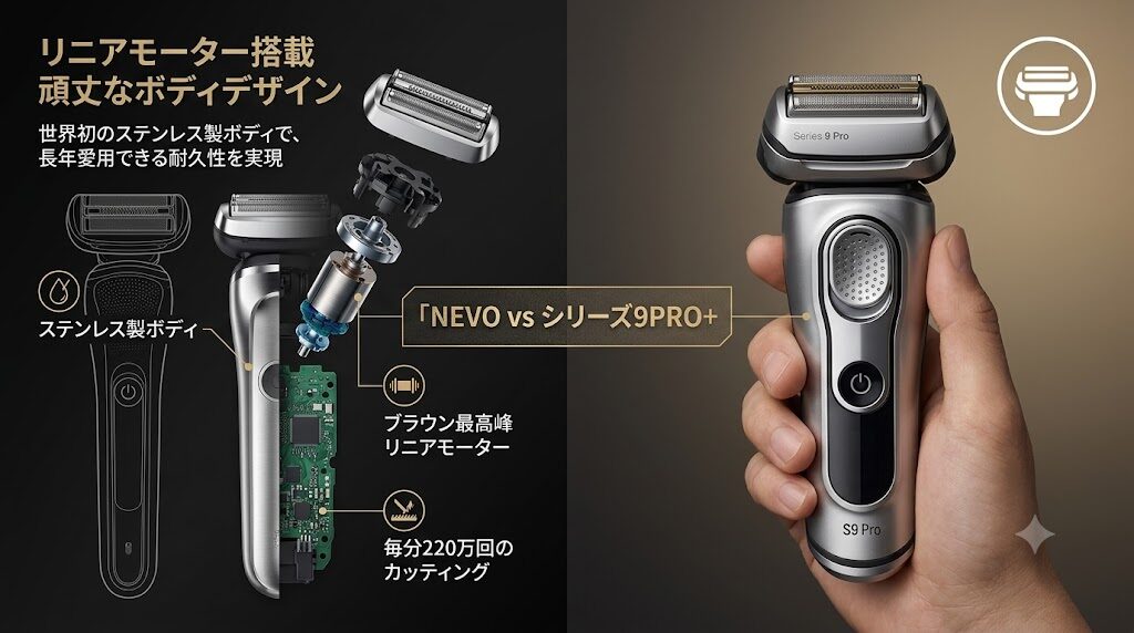 ブラウンNEVOとシリーズ9PRO+違い（本体の素材）