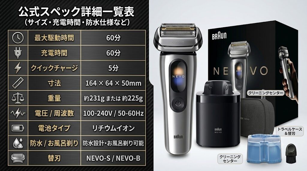 ブラウンNEVOシルクシェーバースペック