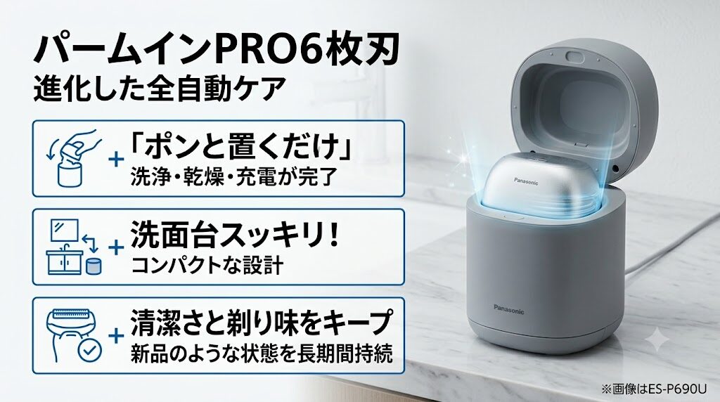 パームインPRO6枚刃はパームインポッド(全自動洗浄充電器)に対応
