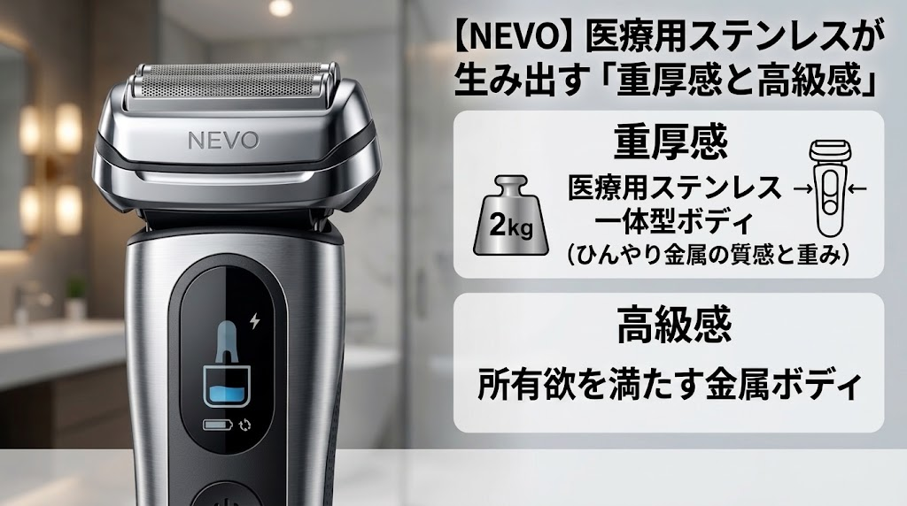ブラウンNEVOの素材は医療用ステンレス