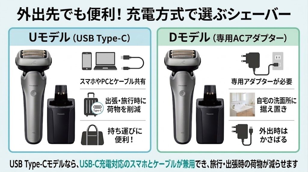 ラムダッシュPRO5枚刃の充電方法はUSB-CかACアダプター