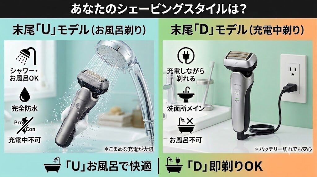 ラムダッシュPRO5枚刃「お風呂剃り」か「充電しながら剃れる」
