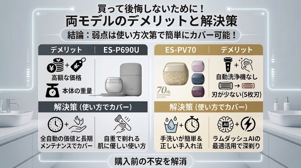 ES-P690UとES-PV70のデメリットと解決策