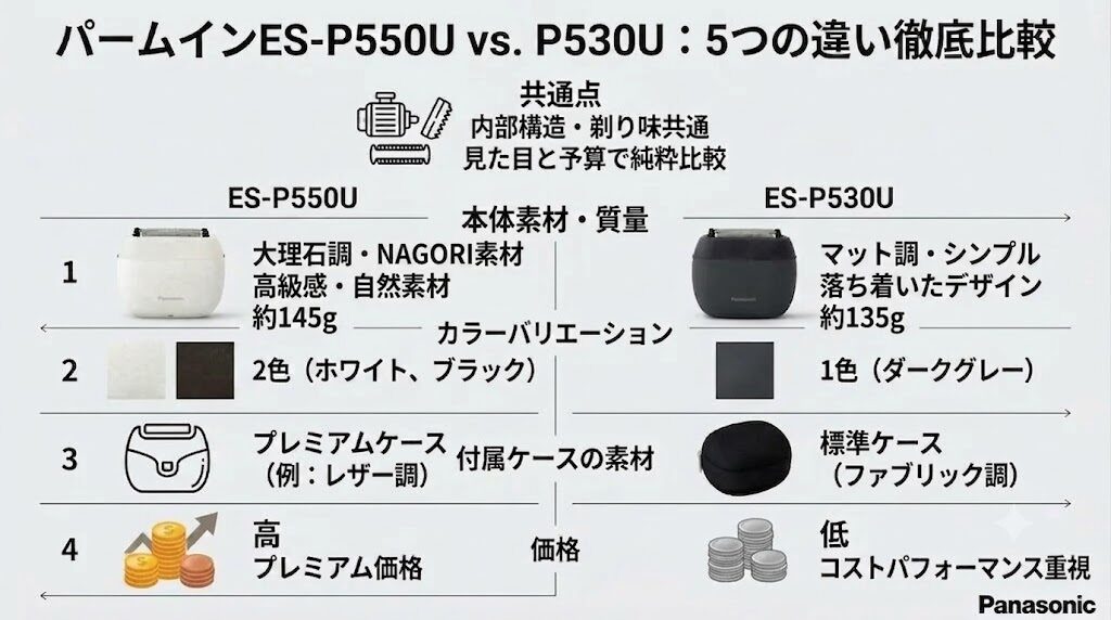 パームインES-P550UとES-P530Uの違いを比較